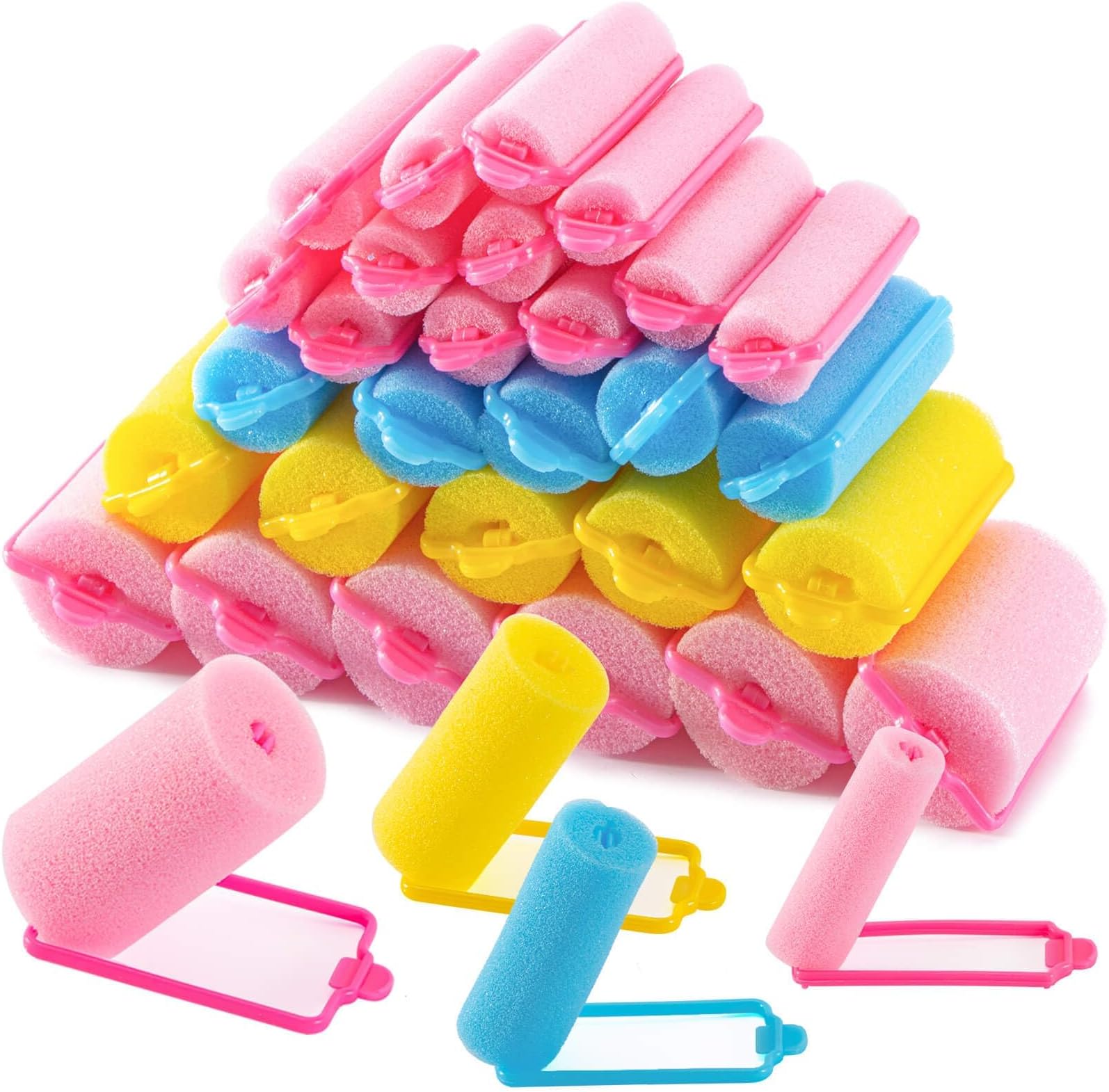 MAQIHAN 36PCS Foam Hair Rollers - Sponge Rollers for Heatless Hair Curler for Short/Long Curling Sleep rolos para cabello Jumbo Large Sponge Curlers Soft Sleeping Thin Hair Curl Overnight rulos