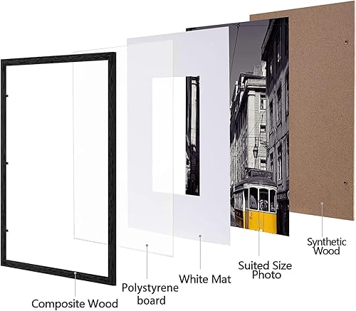 Vista 299 de eletecpro Juego de 10 marcos de fotos de 8.5 x 11 pulgadas, collage de fotos, decoración de pared, fotos de 5 x 7 con paspartú o de 8.5 x 11 Negro