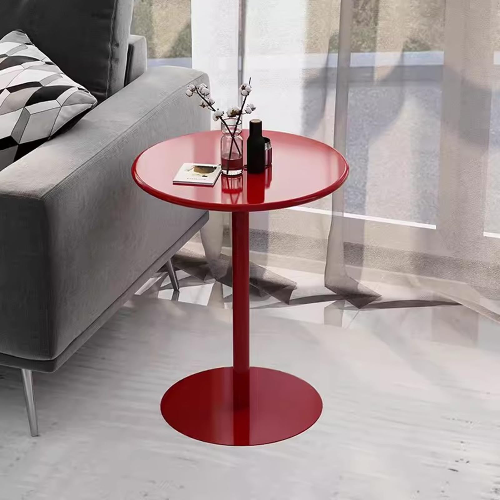 Petite table basse de bar d'extérieur rouge 48x62cm gain de place