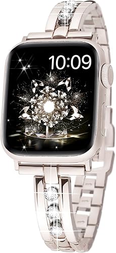 Miniatura 1 de SIBOYL Correa de lujo brillante para Apple Watch para mujeres de 1.614 pulgadas, 1.575 pulgadas, 1.496 pulgadas, 1.772 pulgadas, 1.654 pulgadas,