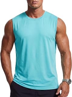 Men's Tank Top Sleeveless Swim Shirt UPF 80+ Quick Dry Muscle Shirts Workout Lightweight Athletic Gym