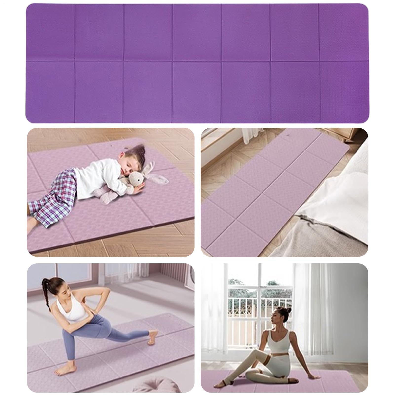 Esterilla de yoga portátil, almohadilla de ejercicio de 6 mm de grosor para fitness, tapete plegable resistente al desgarro con bolsa de almacenamiento para viajes, al aire libre, estudio y