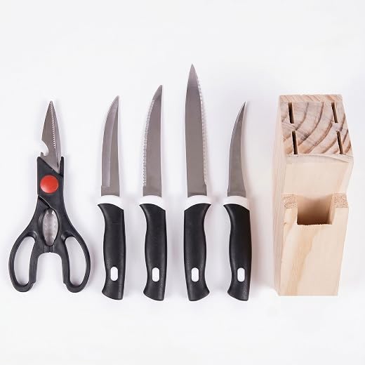 Oblivion Knife for Kitchen Use – Stainless Steel Kitchen Knife Set with Sharp Knives &amp; Vegetable Peeler with Stand – Attra...