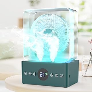 NEGHEI Portable Air Conditioner Fan,Camping Fan,Water-Cooled Fan,Misting Fan,Internal Battery,3 levels of speed,5 light Mo...