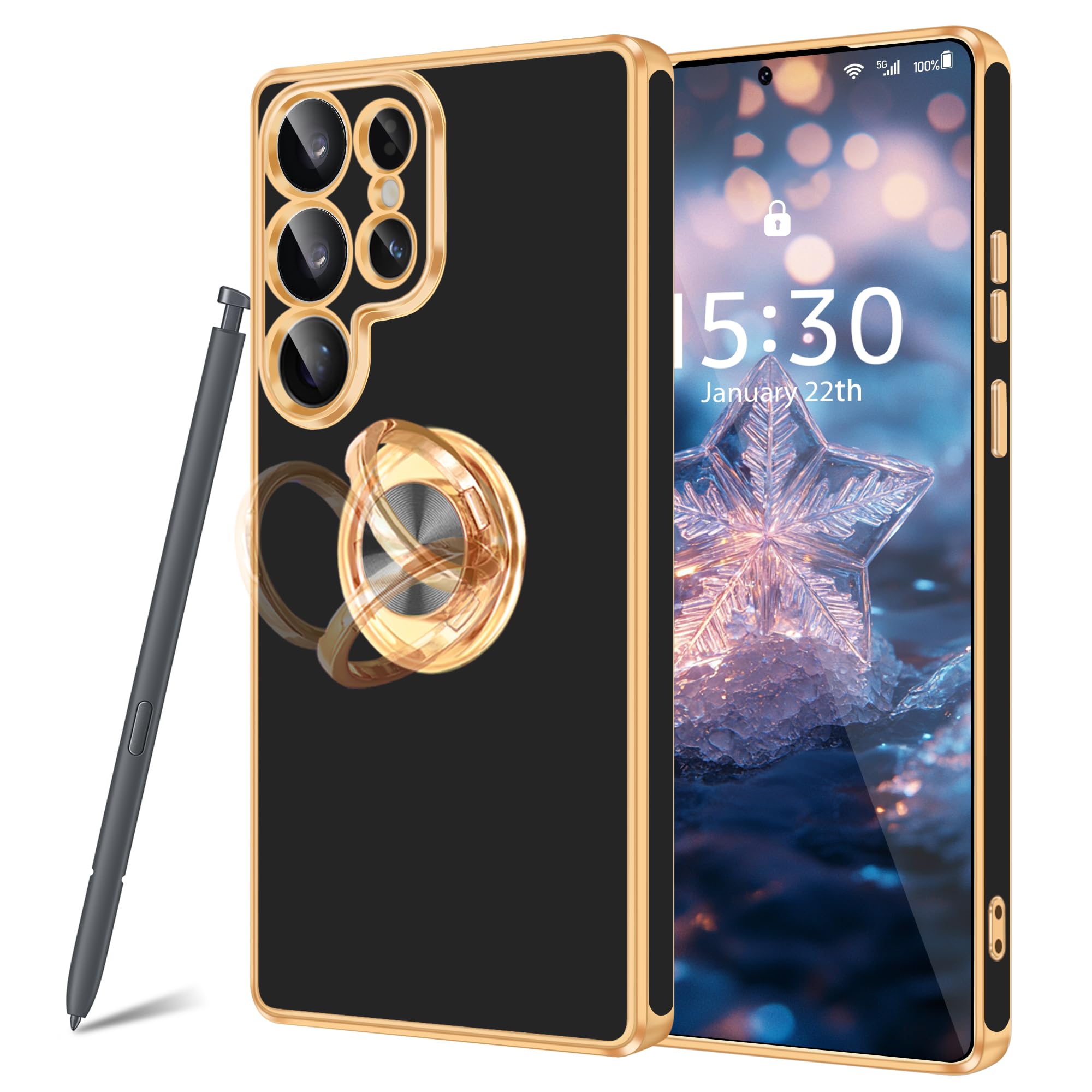Funda Samsung S26 Ultra Fingic con anillo dorado elegante 8
