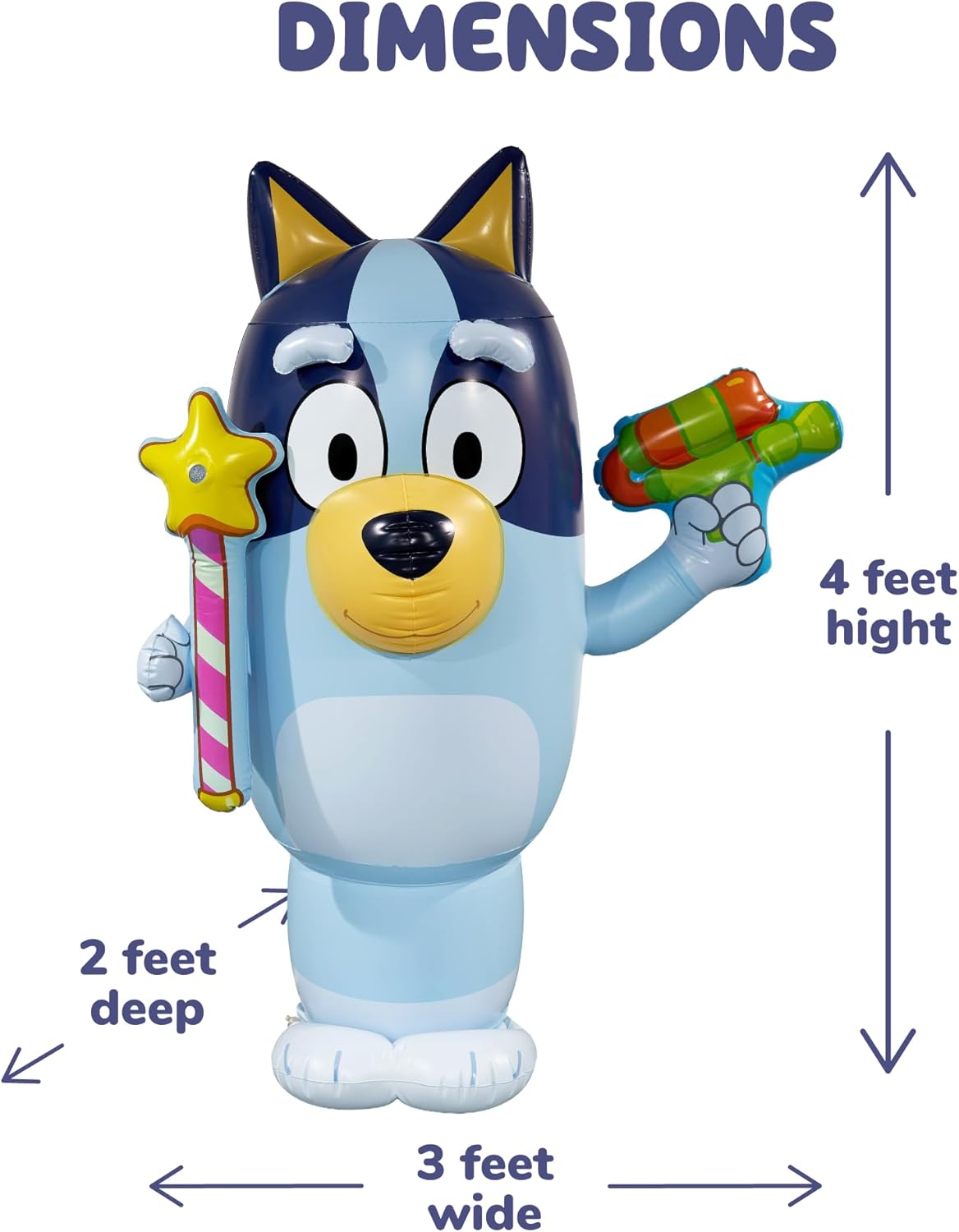 BLUEY Sprinkler for Kids, 48” Inflatable Water Sprinkler Toy for Summer Outdoor Fun, Lawn Sprinkler Toy and Bluey Party Decoration for Kids