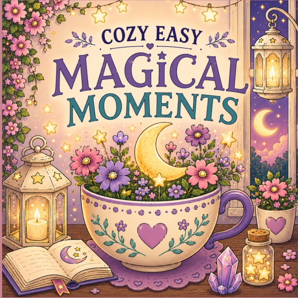 Cozy Easy Magical Moments: 40 Cozy Magical Scenes Filled with Floating Wonders, Moonlit Gardens, Glowing Treasures, and Charming Everyday Magic