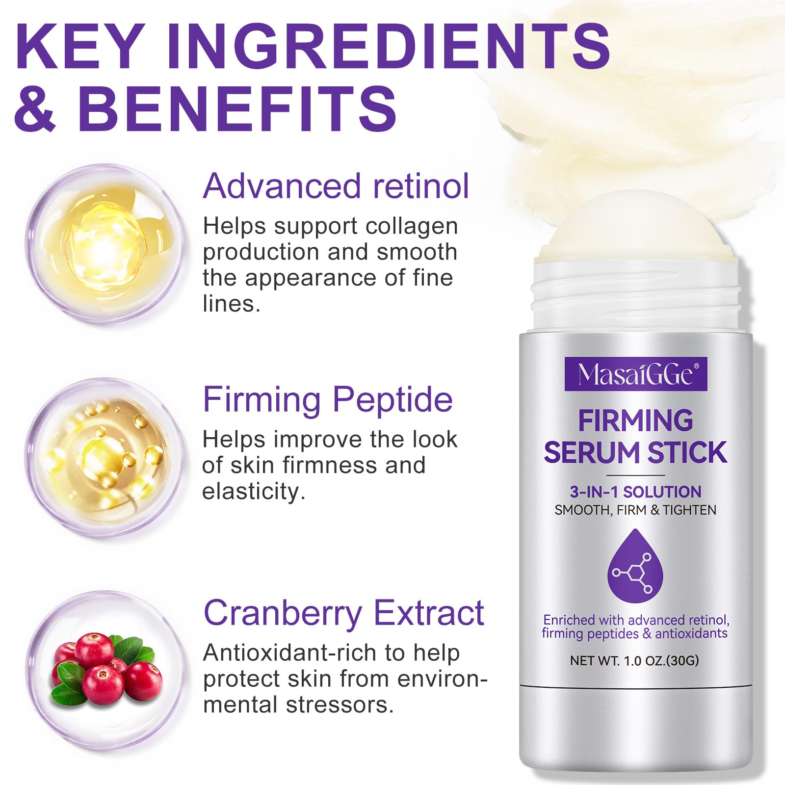Retinol Firming Serum Stick, Anti Wrinkle Face Cream, Deep Moisturizing & Hydrating, Skin Tightening & Lifting - Image 3