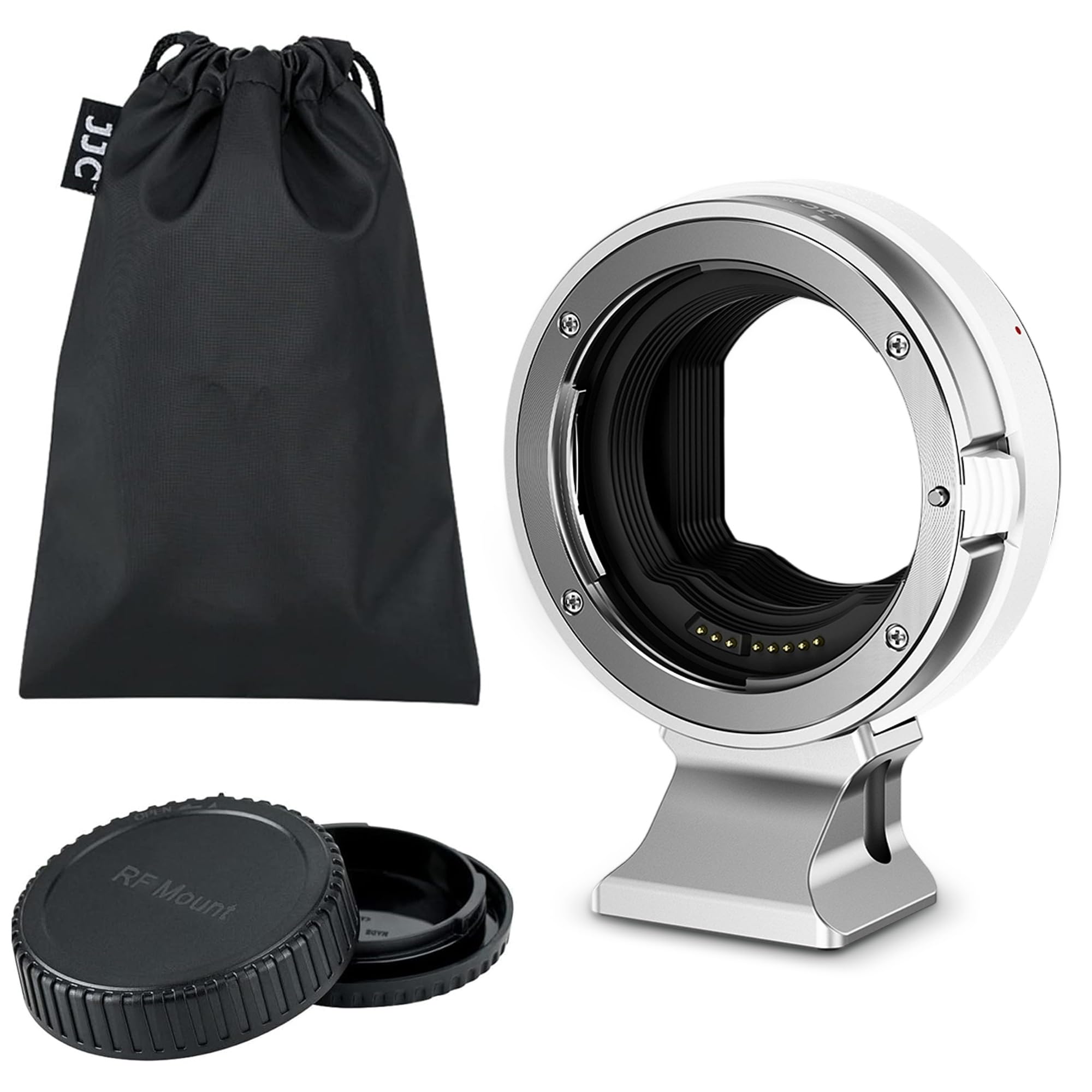 EF-EOS R Auto Focus Lens Mount Adapter for Canon EF EF-S Mount Lens to RF Mount Camera R1 R100 R8 R50 V R5 R6 Mark II R10 R7 R3 R5C RP with Tripod Foot RF Lens Rear Cap EF Mount Camera Body Cap-White