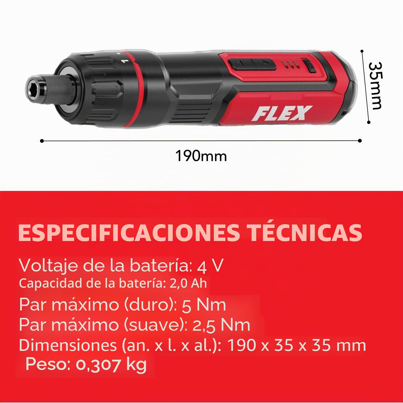 Flex Destornillador de batería, potente en formato de bolsillo, 4 V SD 7-320 4 (con cable de carga y bolsa de transporte, destornillador) 534549