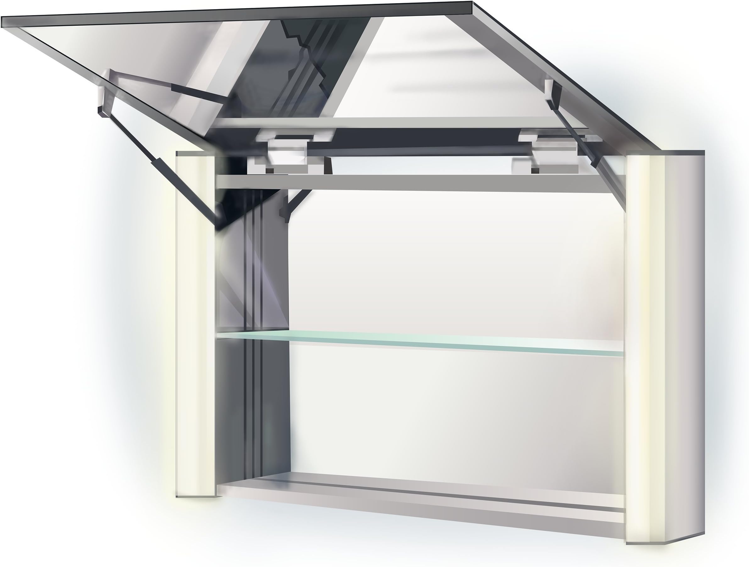 Krugg | LED Lighted Mirror Medicine Cabinet | Unique Lift Up Mirror Cabinet Wall Mount | 30" X 21" X 5"