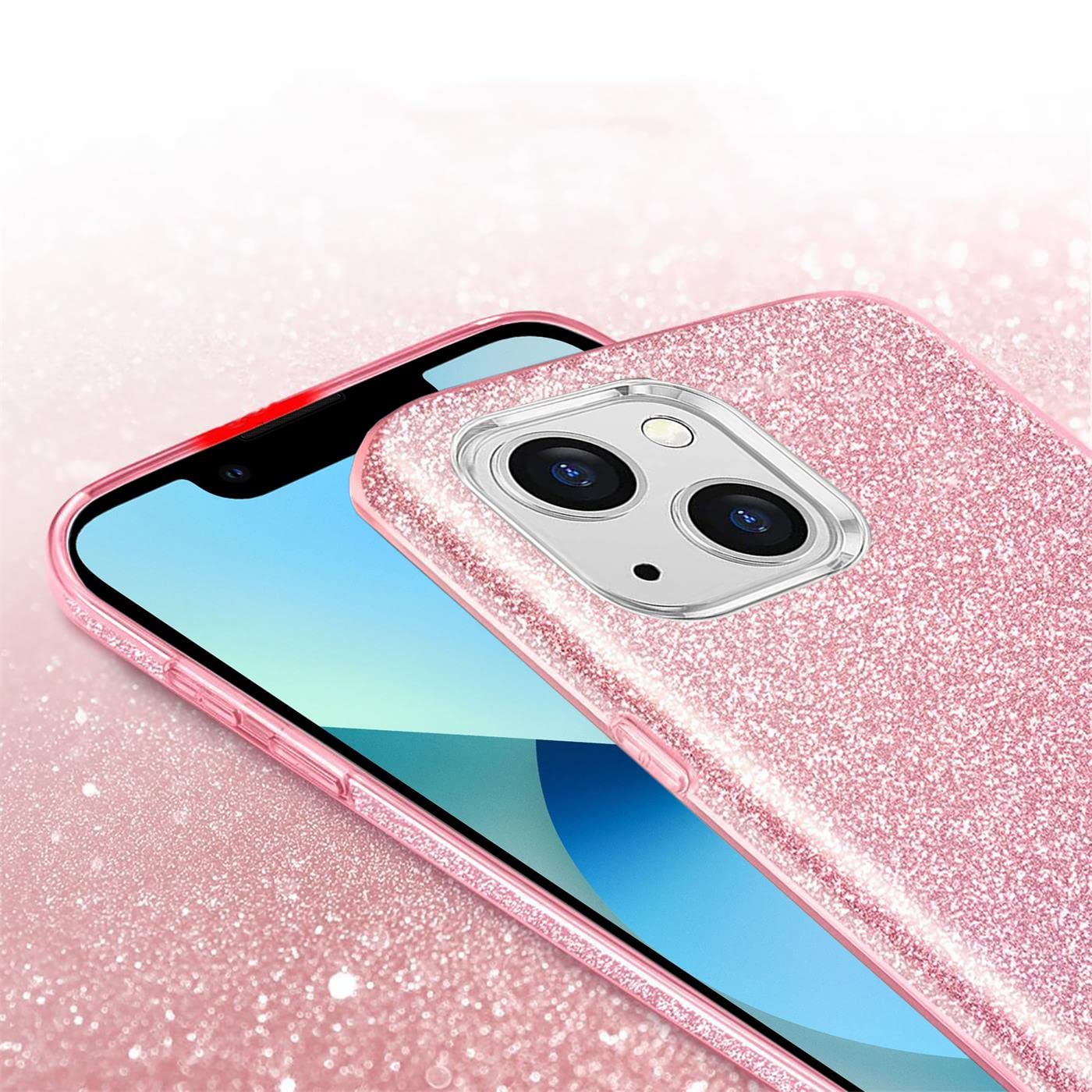 Verco Glitzer-Handyhülle Für IPhone 13 Mini – TPU Silikon Case Mit Schutzfunktion, Silberfarben