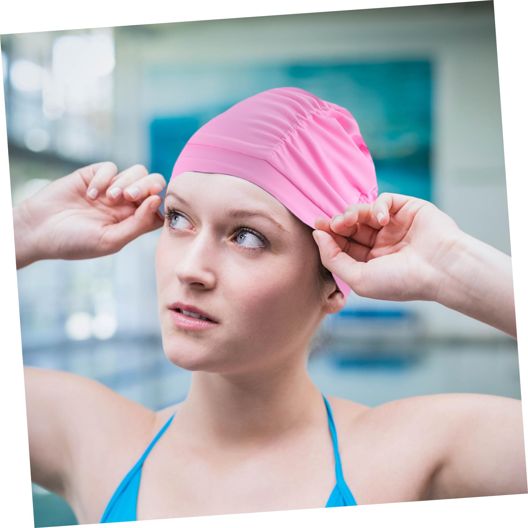 SUPVOX Gorro De Baño Plisado para Los De Natación Gorro De Baño Mujer Tapa Clip De Nariz para Nadar Gorros De Natacion Hombre Gorro De Ducha Nylon Blue