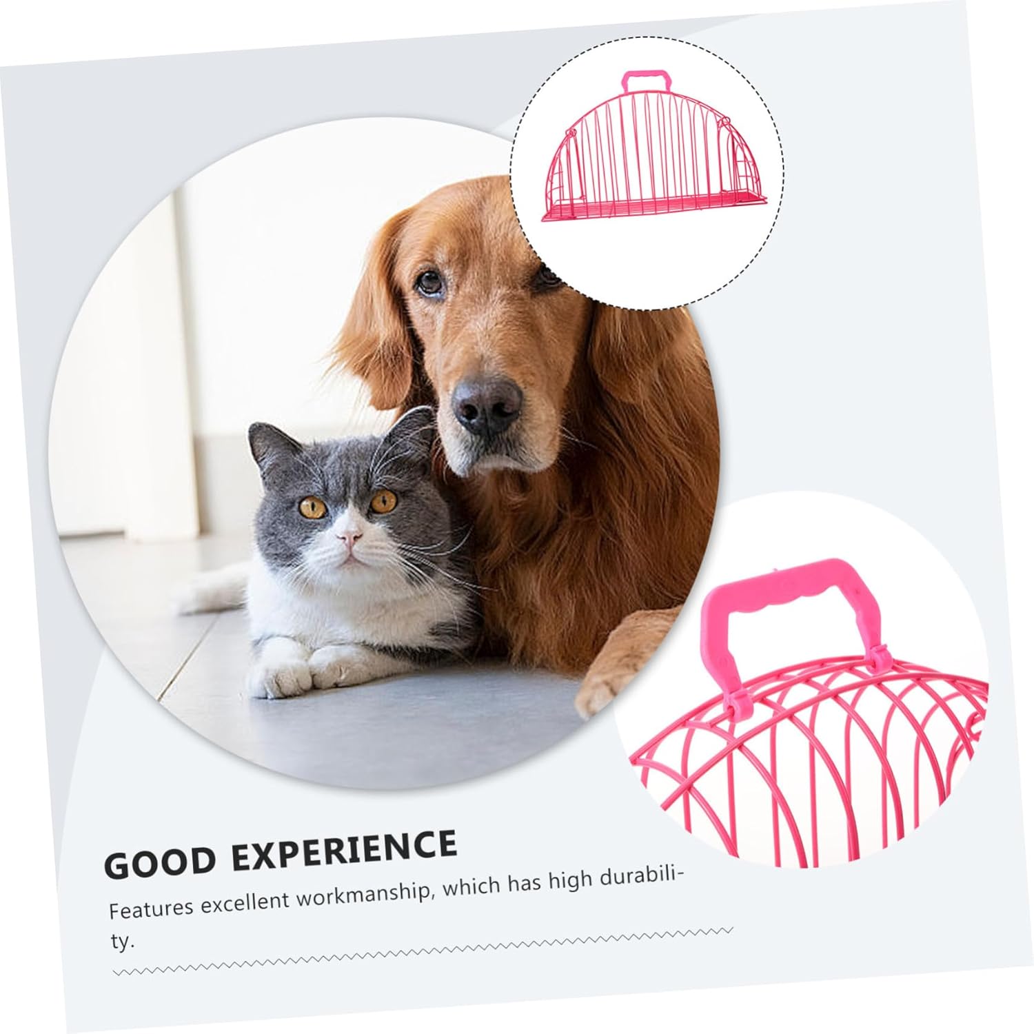 Kisangel Cat Grooming Shower Cage Breathable Scratch-Resistant Metal Bathing Cage for Cats and Dogs Durable Pet Washing Enclosure for Home Use Pink