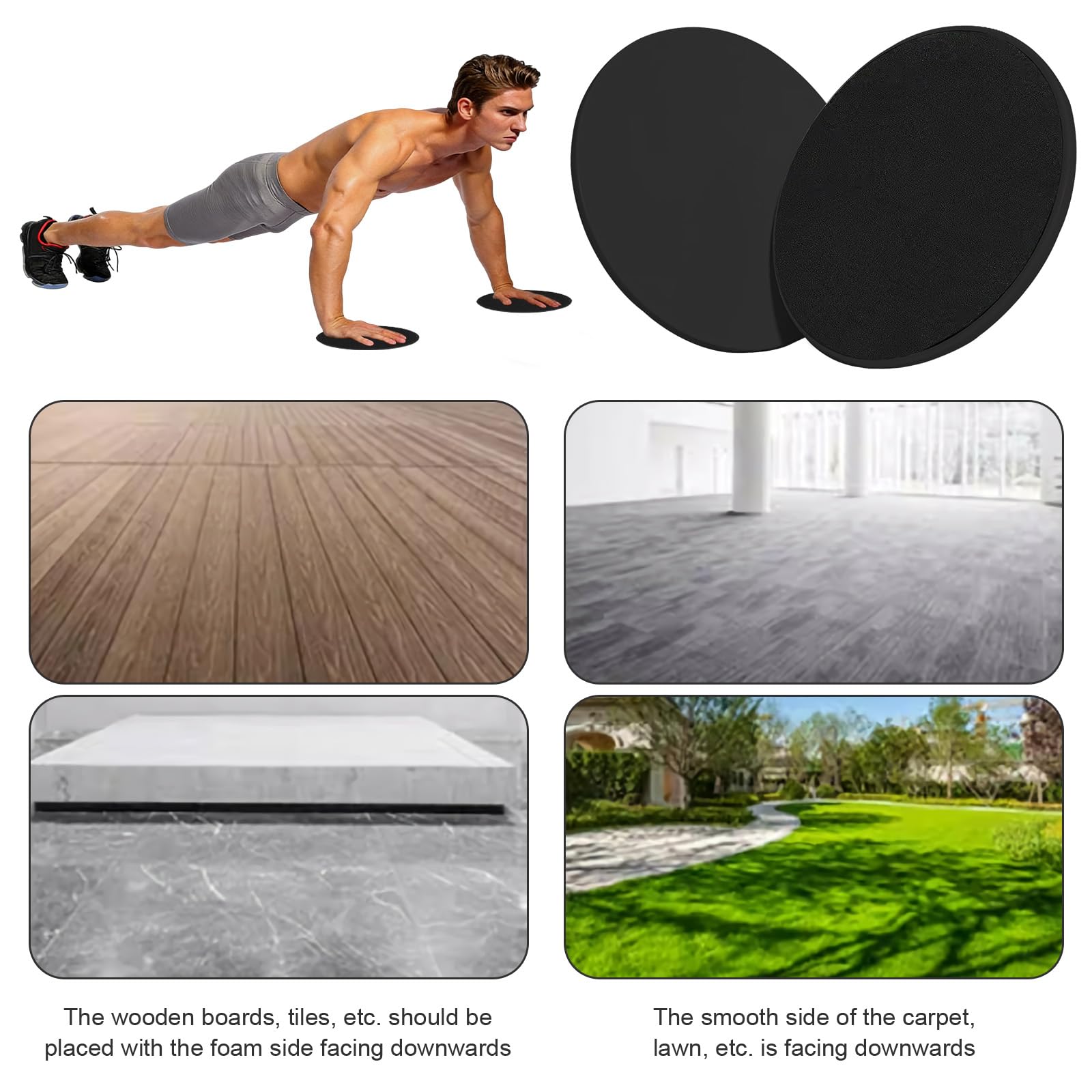 Deslizadores deportivos mejorados para entrenar, discos deslizantes de doble cara para entrenamiento de cuerpo completo en alfombras o suelos de madera dura, equipo de fitness y ejercicio en casa para