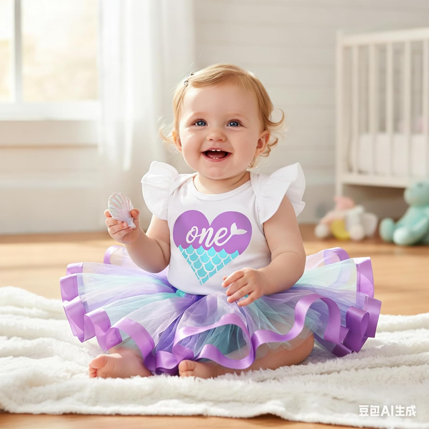 Baby Girls 1st/2nd Baby Girls 1st/2nd First Birthday Outfits Cotton Romper mermaid first birthday outfit Skirt - Image 6