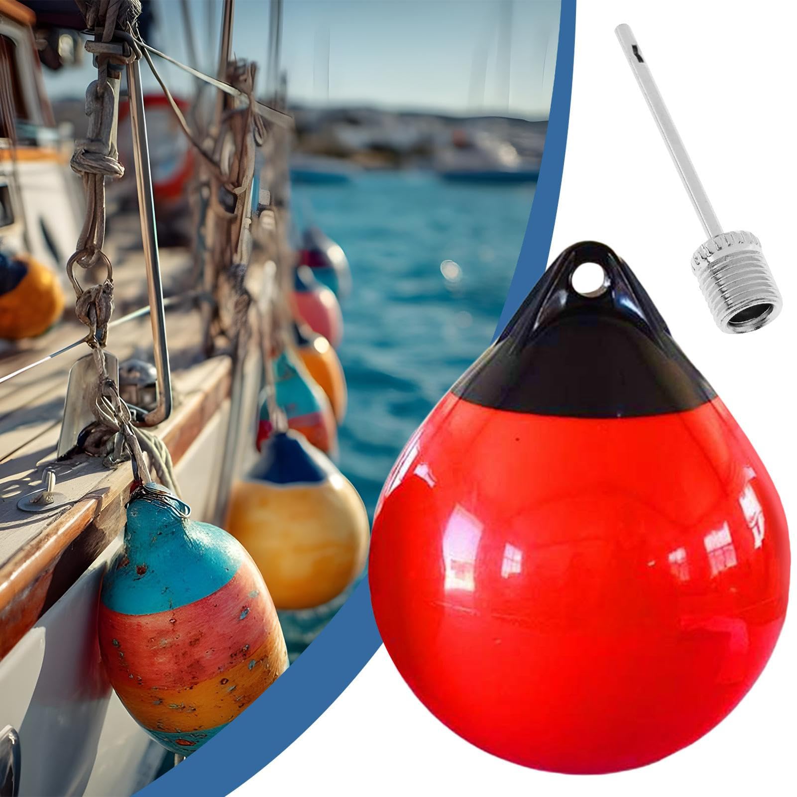 Bootsfender Kugel Runde Bojen Aufblasbare Bootsstoßkugel Verankerungsboje | Schwimmende Sicherheitsvorrichtung Zur Kollisionsvermeidung Für Boote Schnellboot Segelboot Fischerboot Yacht(25cmx30cm)