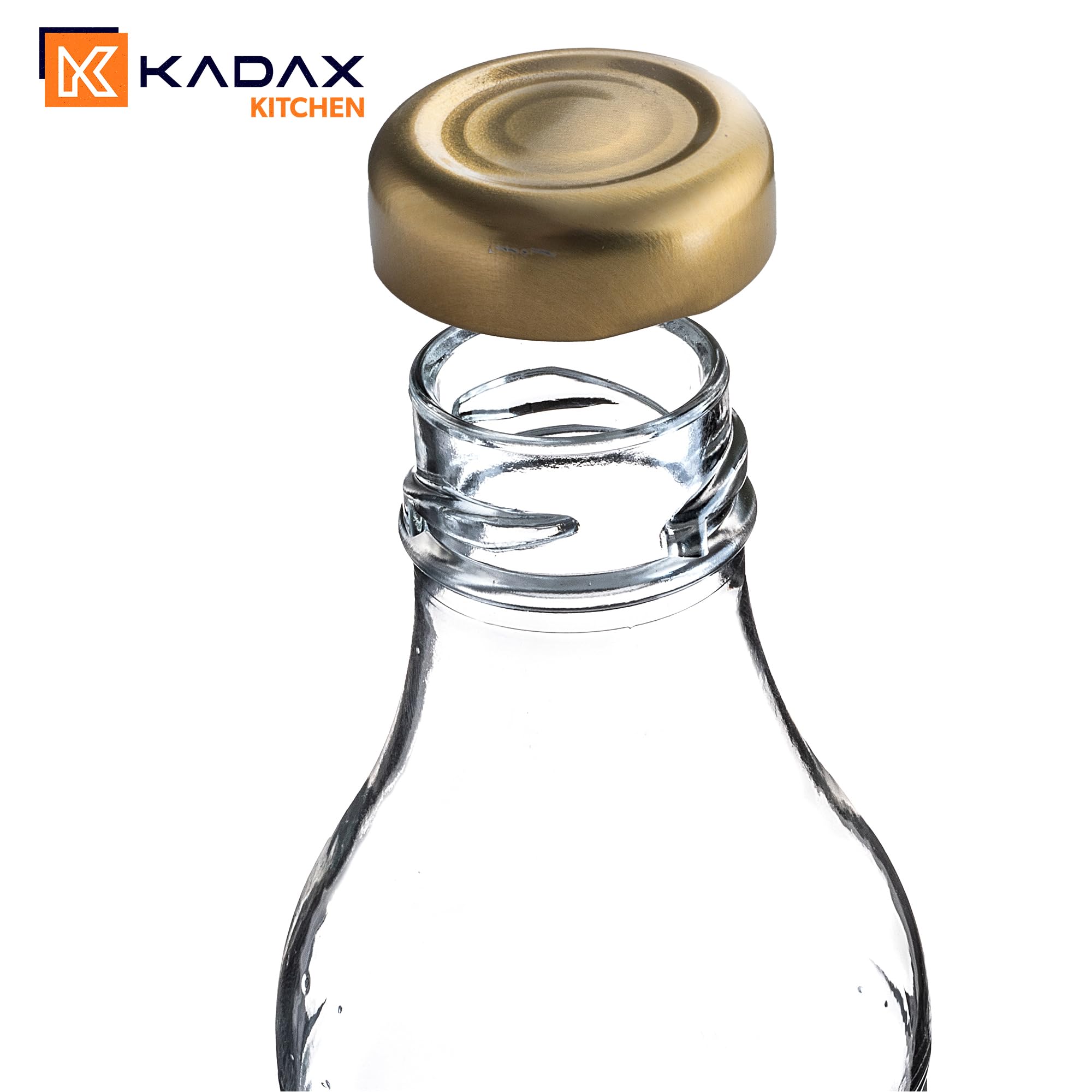 KADAX Botellas de cristal vacías de 0,33 l con tapón de rosca, juego de 8/16/24 unidades, botellas pequeñas para llenar leche, zumo y batidos (24 unidades)