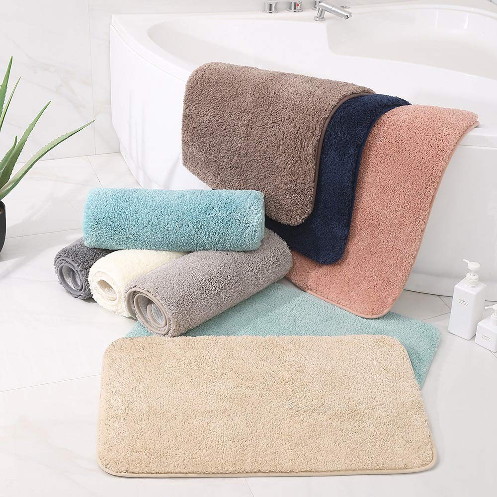 Extra Dicke Badvorleger, saugfähige Mikrofaser trocknet schnell, Maschinenwäsche, rutschfeste Matten für Badezimmer Badewanne,Grau,60x90cm