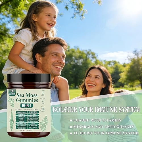 Miniatura 3 de Gomitas de musgo marino 16 en 1, suplemento orgánico de musgo marino irlandés para apoyo inmunológico, digestión, energía, vegano, sin OMG