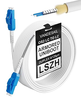 OS2 Uniboot LC to LC Armored Fiber Patch Cable, 30M/98.4FT | Singlemode 9/125 m, LSZH, UPC, Outdoor Use, Duplex
