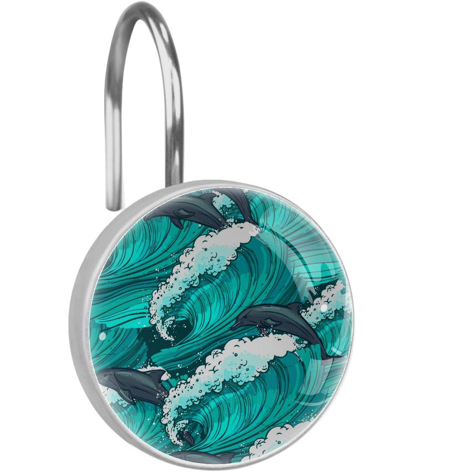 Crochets rideau de douche vagues en acier inoxydable design chic pour salle de bain