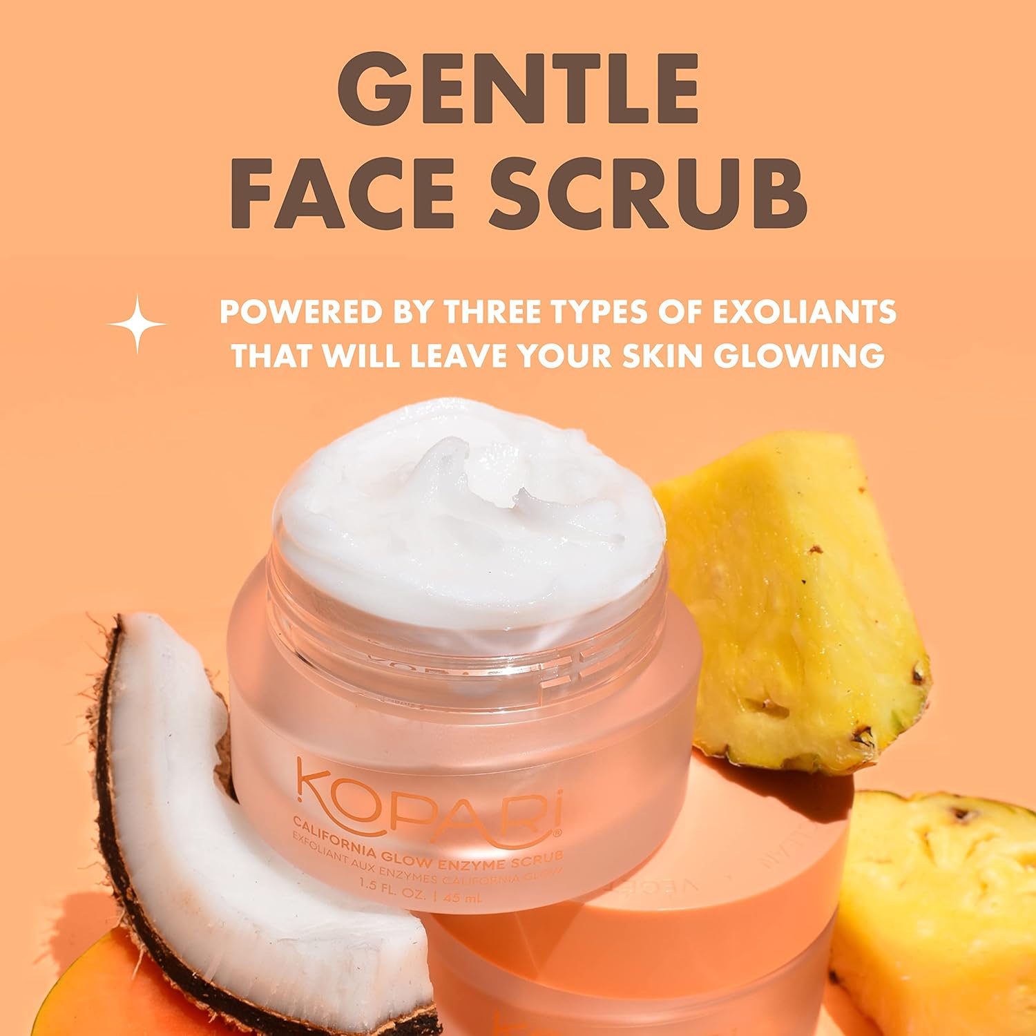 Kopari California Glow Enzyme Exfoliating Face Scrub, Clarifying & Brightening Skin Exfoliation Facial Scrub, Supports Anti-Aging, 100% Organic Coconut Oil, Cruelty Free, Vegan, 1.5 Fl Oz - Image 2
