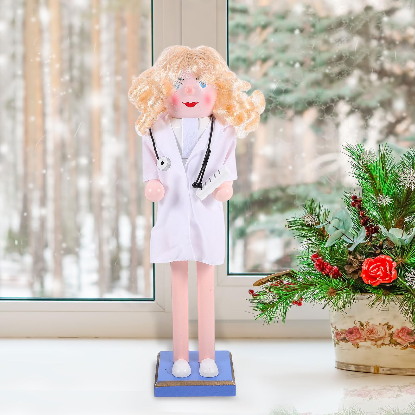 ULTECHNOVO Nussknacker Figur aus Holz für Weihnachten Tisch-nussknacker zum Basteln Traditionelle Weihnachts-Dekoration Fensterbänke und Regale