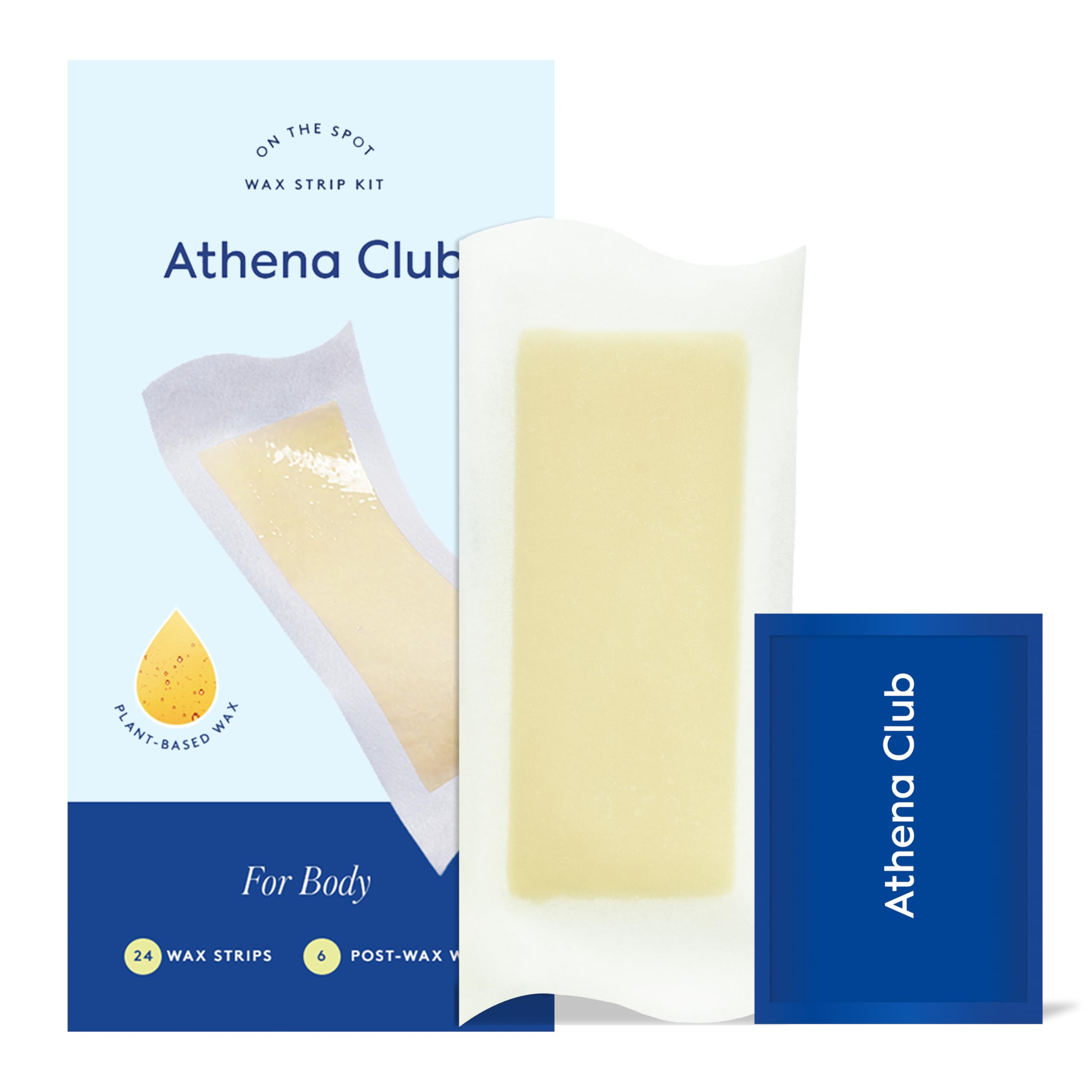 Athena Club Body Wax Strips for Women, Gentle Hair Removal for Sensitive Skin, No Heat Required, Vegan Wax Strips with Post-Wax Wipes, 24 Strips