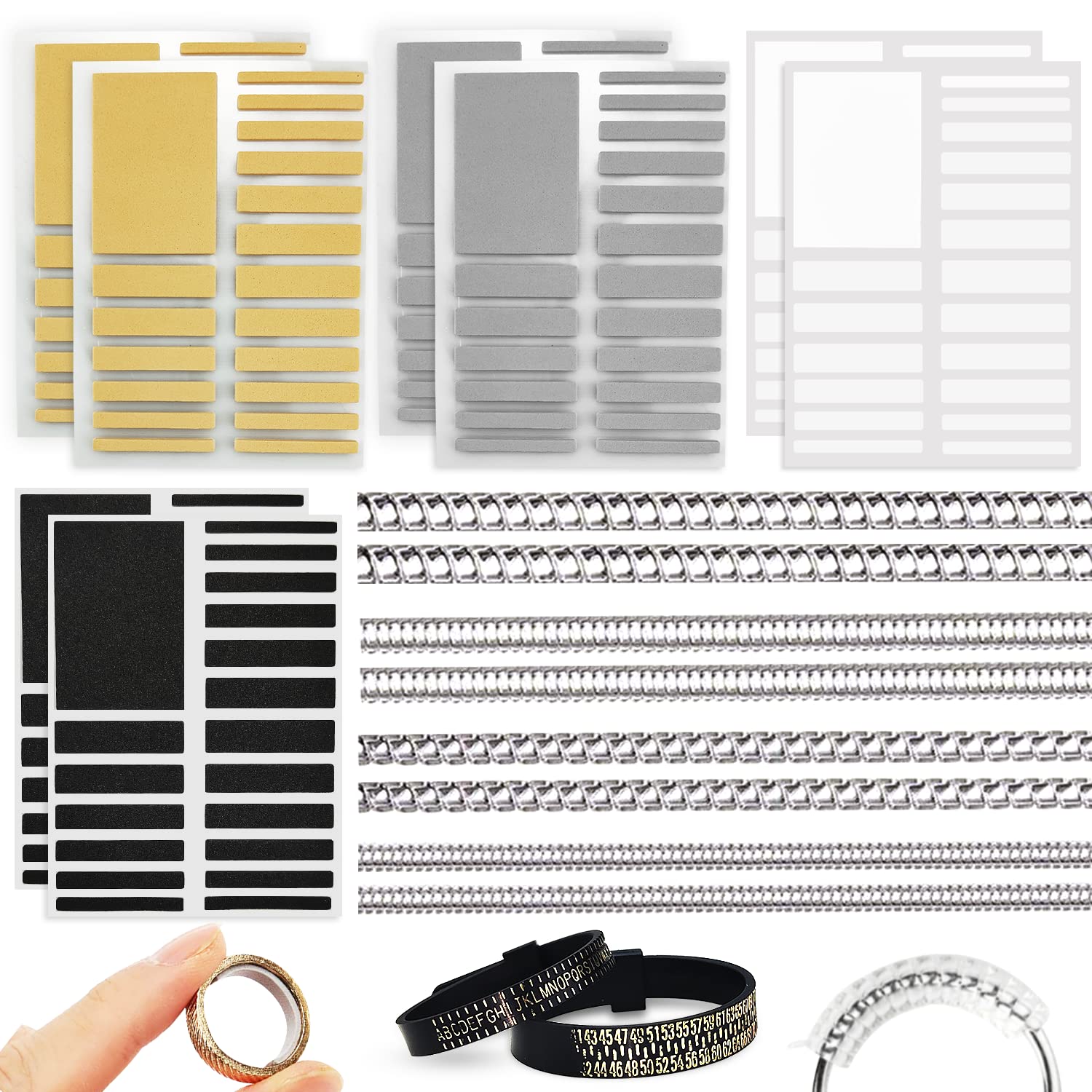 Ring Size Adjusters Ring Size Adjuster for Loose Rings Invisible Ring Size Adjuster, Ring Spacer,Ring Adjustment Tool Set,with Ring Size Measuring Tool