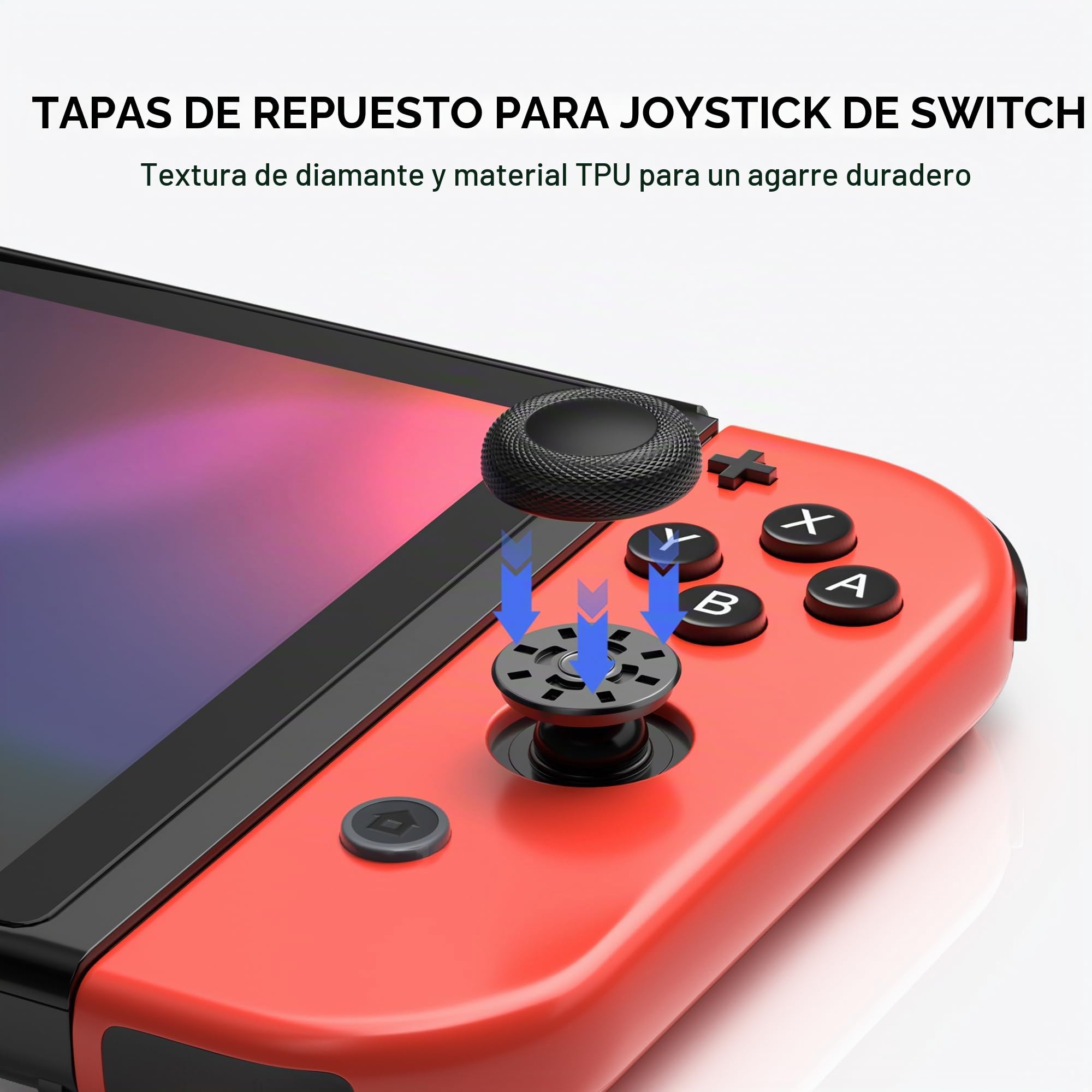 Agarres para el Pulgar para Nintendo Switch - Antideslizantes - Textura láser - Resistentes al Desgaste - Capuchón de Reemplazo Joystick para Mando Switch/OLED/Lite, 10 Tapas