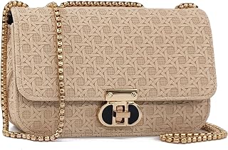 PORT&LOTUS Small Compact Square Plain Crossbody Purses for Women with with Cherry Charm and Flap Magnet Closure