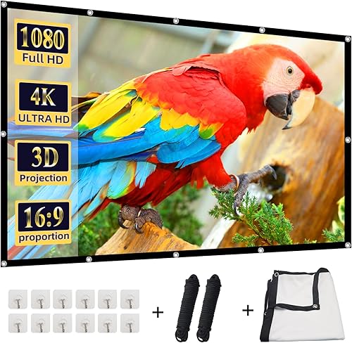 Pantalla de proyección trasera, pantalla de proyector portátil plegable para Halloween, Navidad, para interiores y exteriores, pantalla de