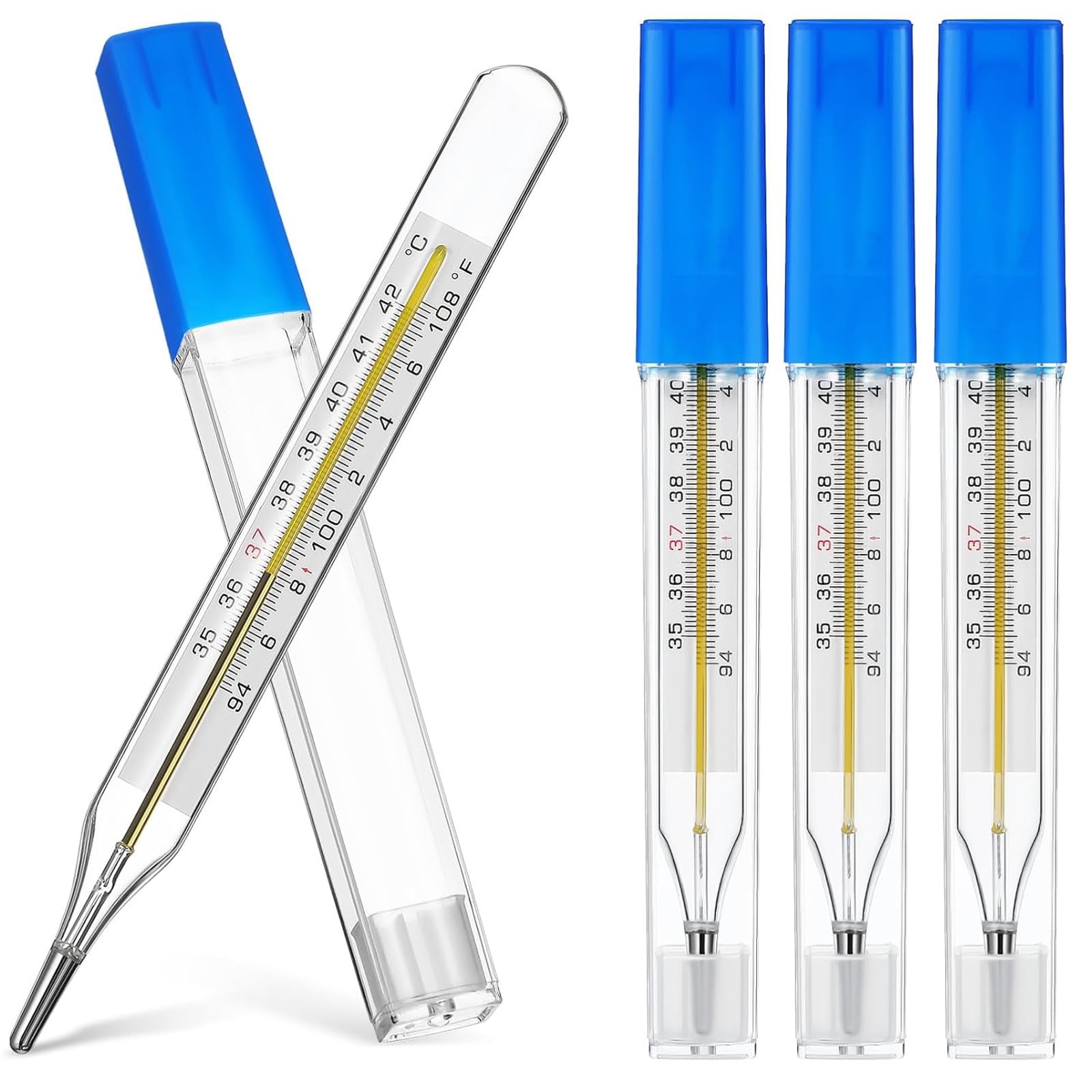 4-Packs Glass Thermometer for Adults, Oral Underarm Use - Accurate Fever Thermometer with Dual Scale (Celsius & Fahrenheit), Easy to Read Large Display-picture-15