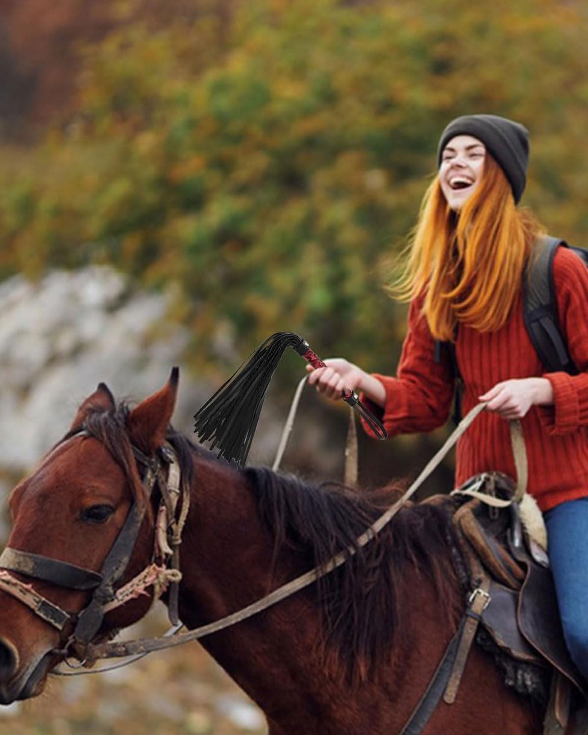 Latigo Cuero Artificial Suave Fusta Caballo Herramienta Entrenamiento Trallas Hípica Pareja Montar Caballo Deportes Aire Libre