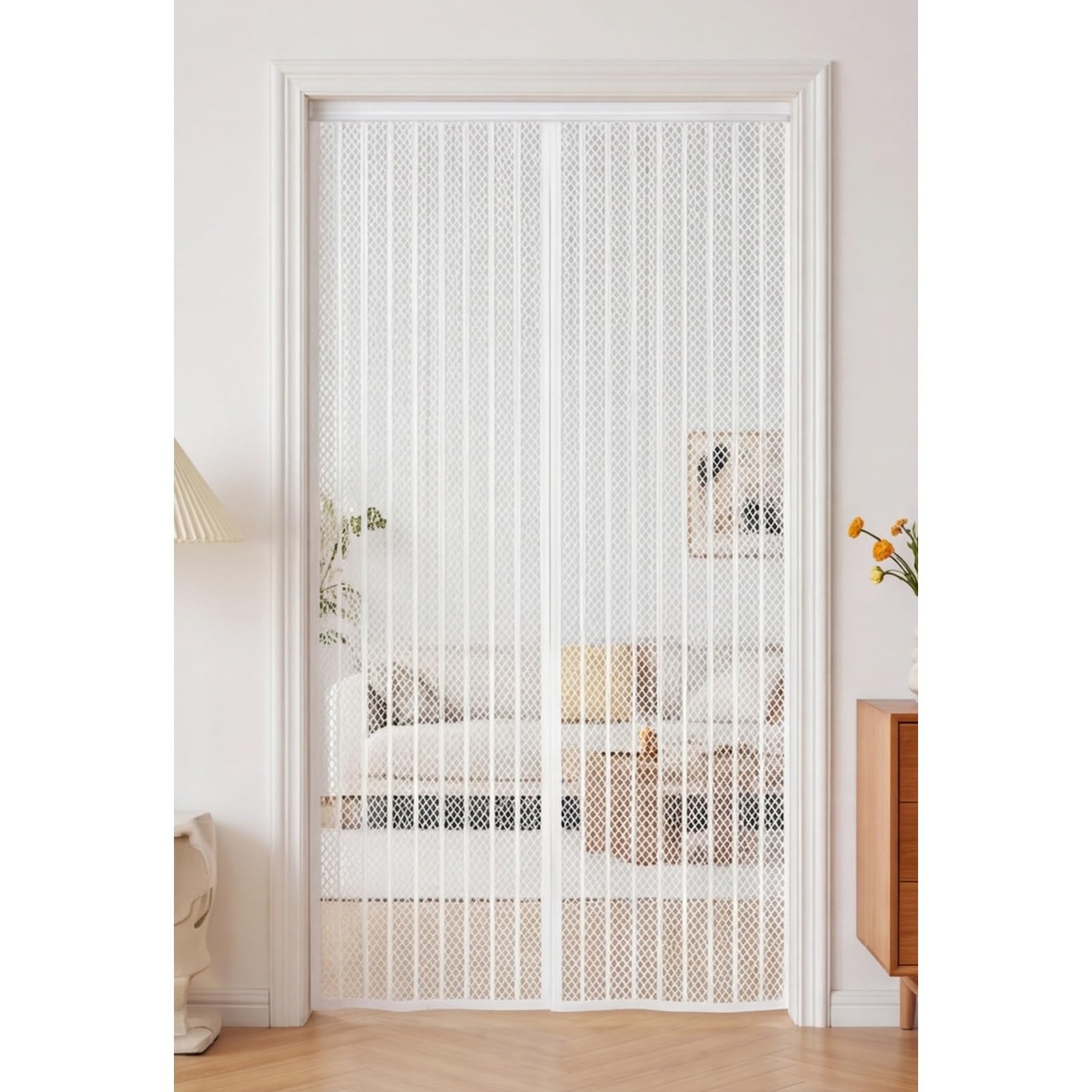 Goutui White Screen Doors With Magnets 193 X 286 Cm Frame Hook & Loop Hundreds Of Sizes Fly Nets For Doors With Powerful Magnets Keeps Bugs Out Easy To Install Without Drilling,