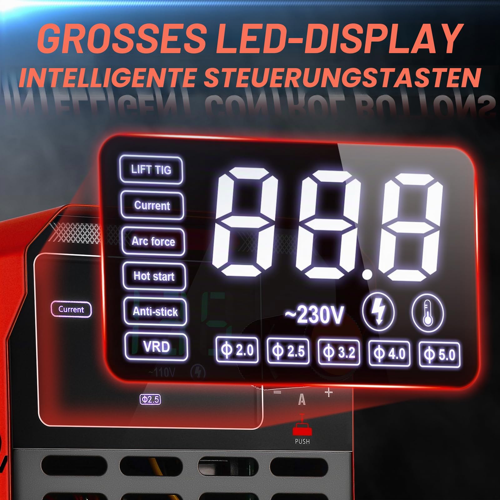 DEKO Elektroden Schweißgerät 135A 220V: 2-in-1 Mini Schweissgerät MMA/Lift TIG, ARC Schweißer, Inverter IGBT, Hot Start, Anti-Stick, LED-Anzeige, Schweißmaschine, Kompakt&Tragbar, Rot