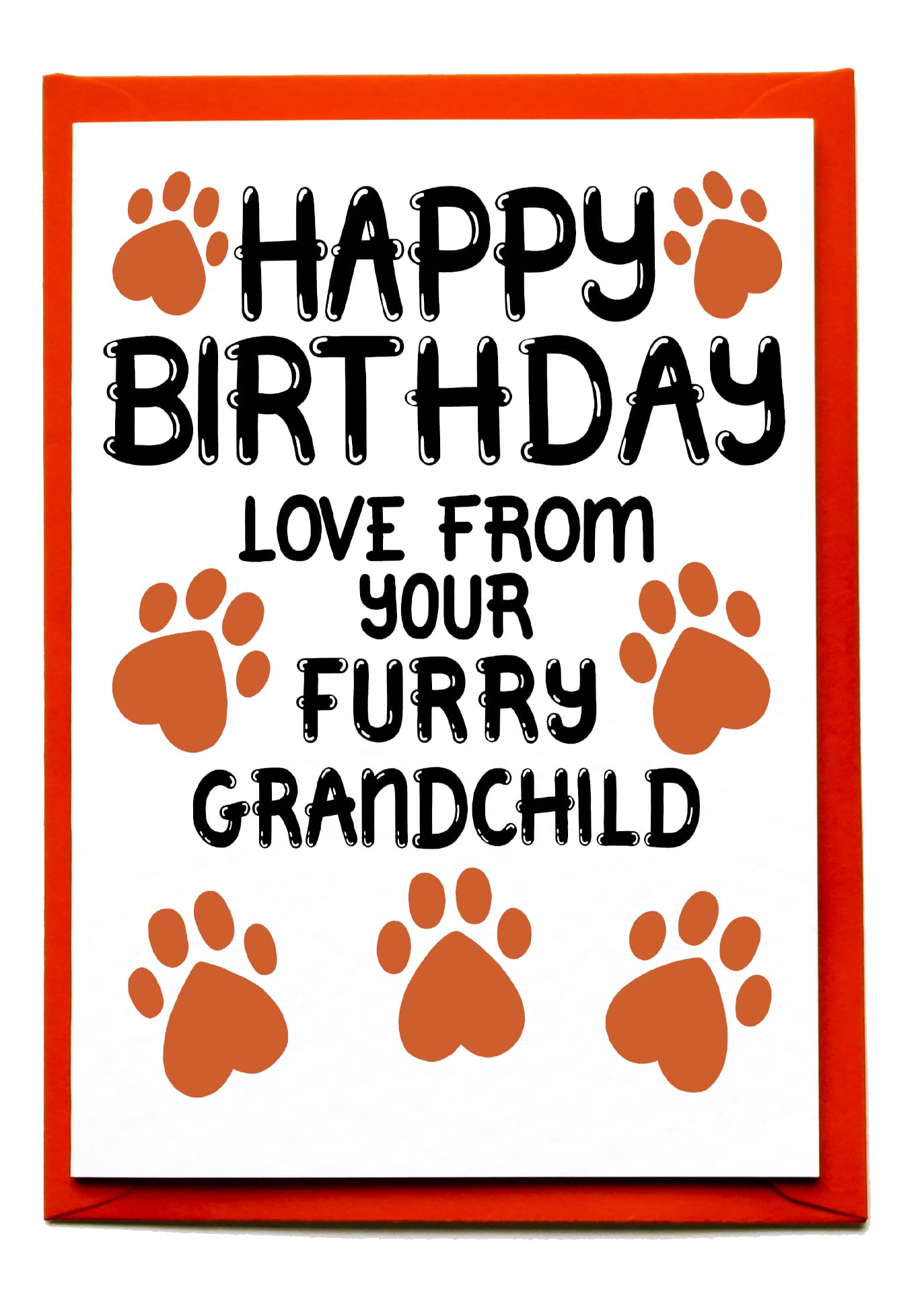 Birthday Card From Furry Grandchild, Pets, Dog, Cat For Grandma, Grandpa, Fur Grandparent