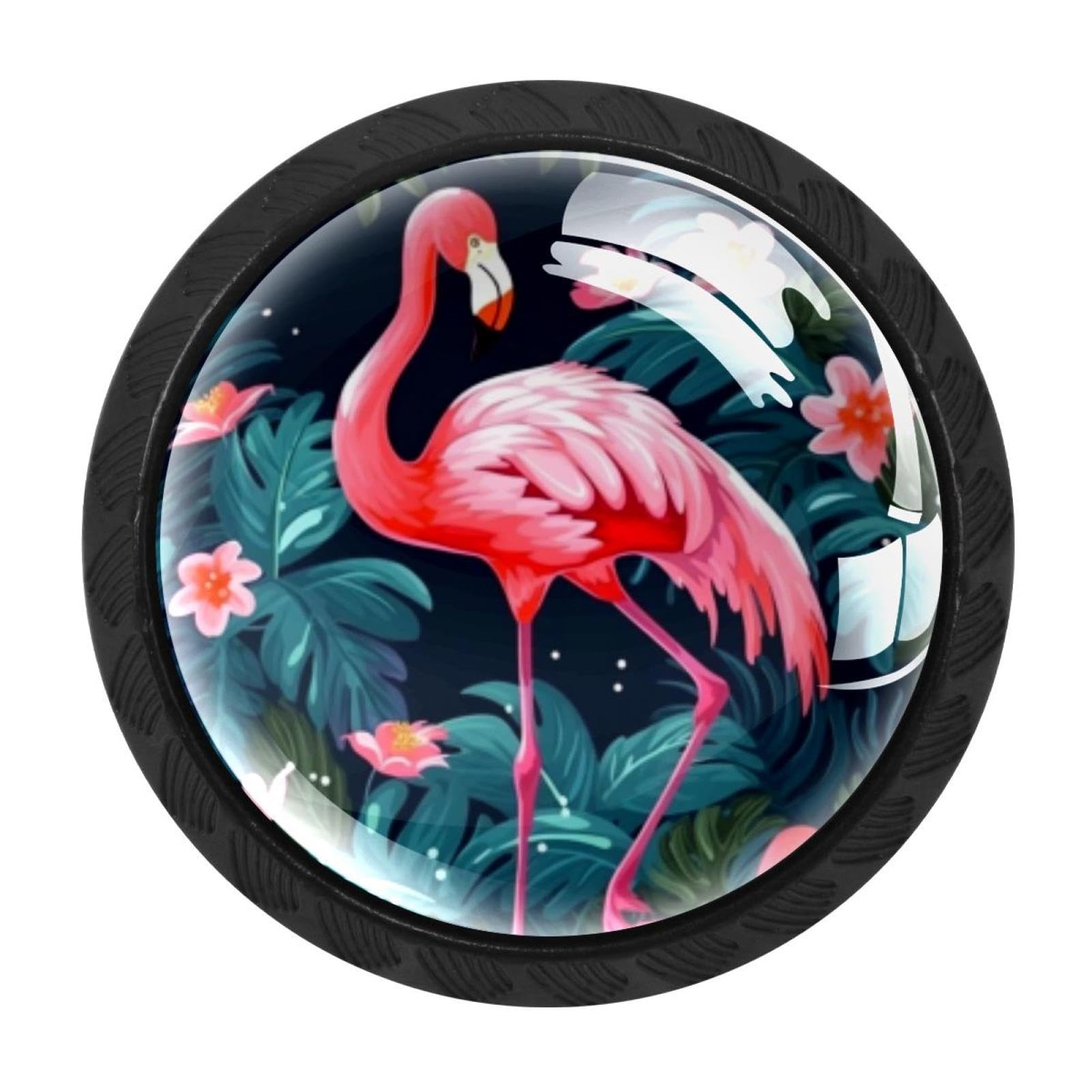 Chenzzzz Multicolored 01 4 Pack Black Flamingo Rainforest Kitchen Handles, Cabinet Pulls Hardware For Cupboard Drawer Knobs Dresser Pulls