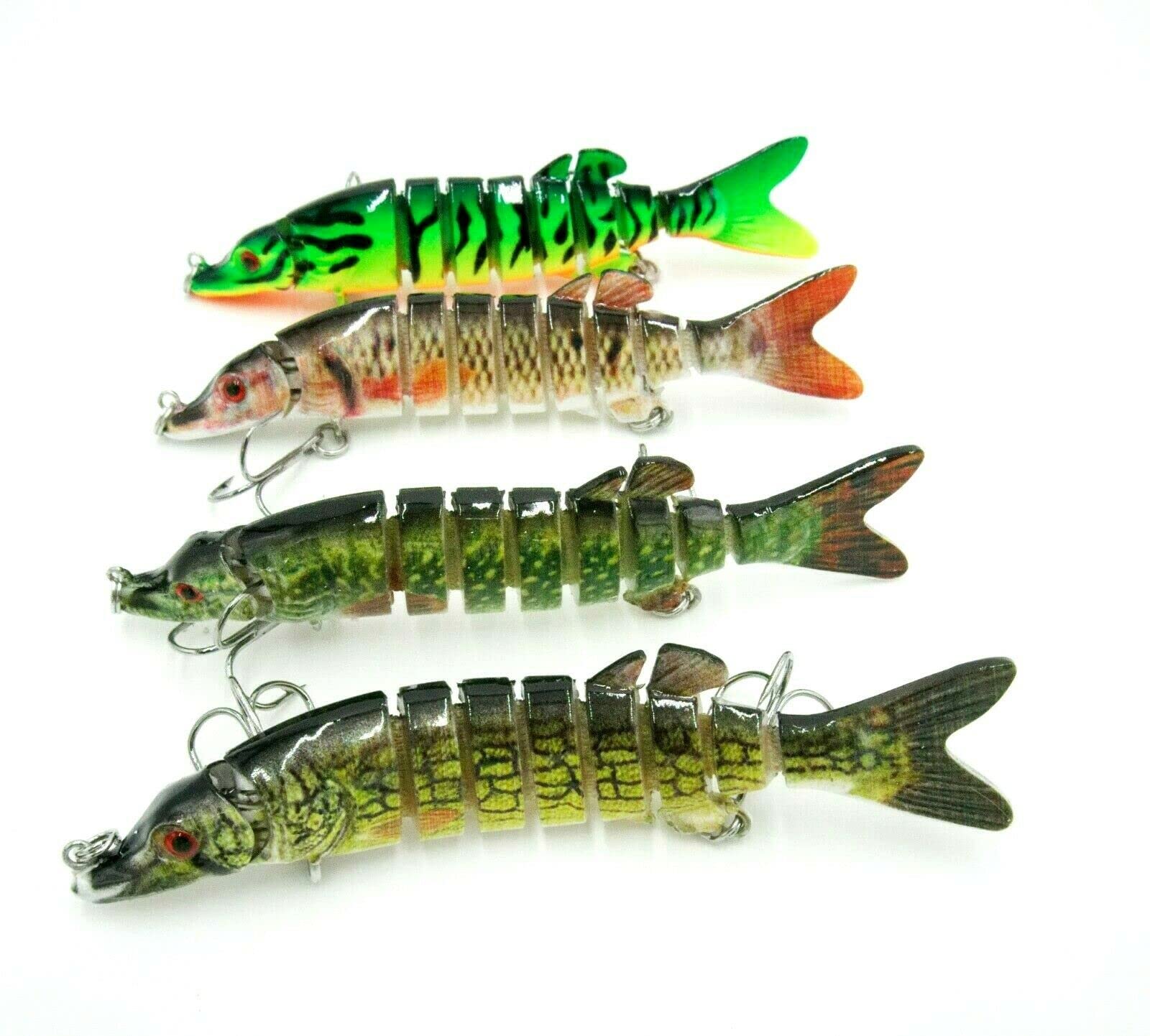 Amazon.com : Realistic Pike Pickerel Fishing Lure Bait Multi Jointed Crank  8 Segments 4PACK : Sports & Outdoors