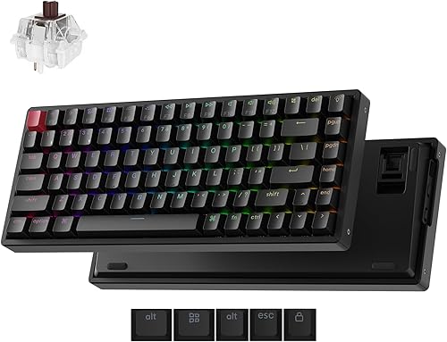 Keychron K2 75% Layout QMK Teclado mecánico inalámbrico y con cable Interruptor súper marrón, marco de aluminio con retroiluminación RGB con teclas