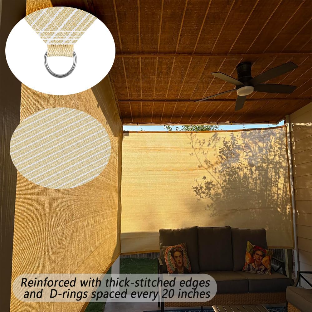 JUNFLYING Sun Shade Cloth 10x30 FT, UV-Blocking Breathable Outdoor Shade Fabric, Tear & Fade Resistant Rectangle Sunshade Cover for Patio, Pergola, Backyard, Deck and Garden. Mocha