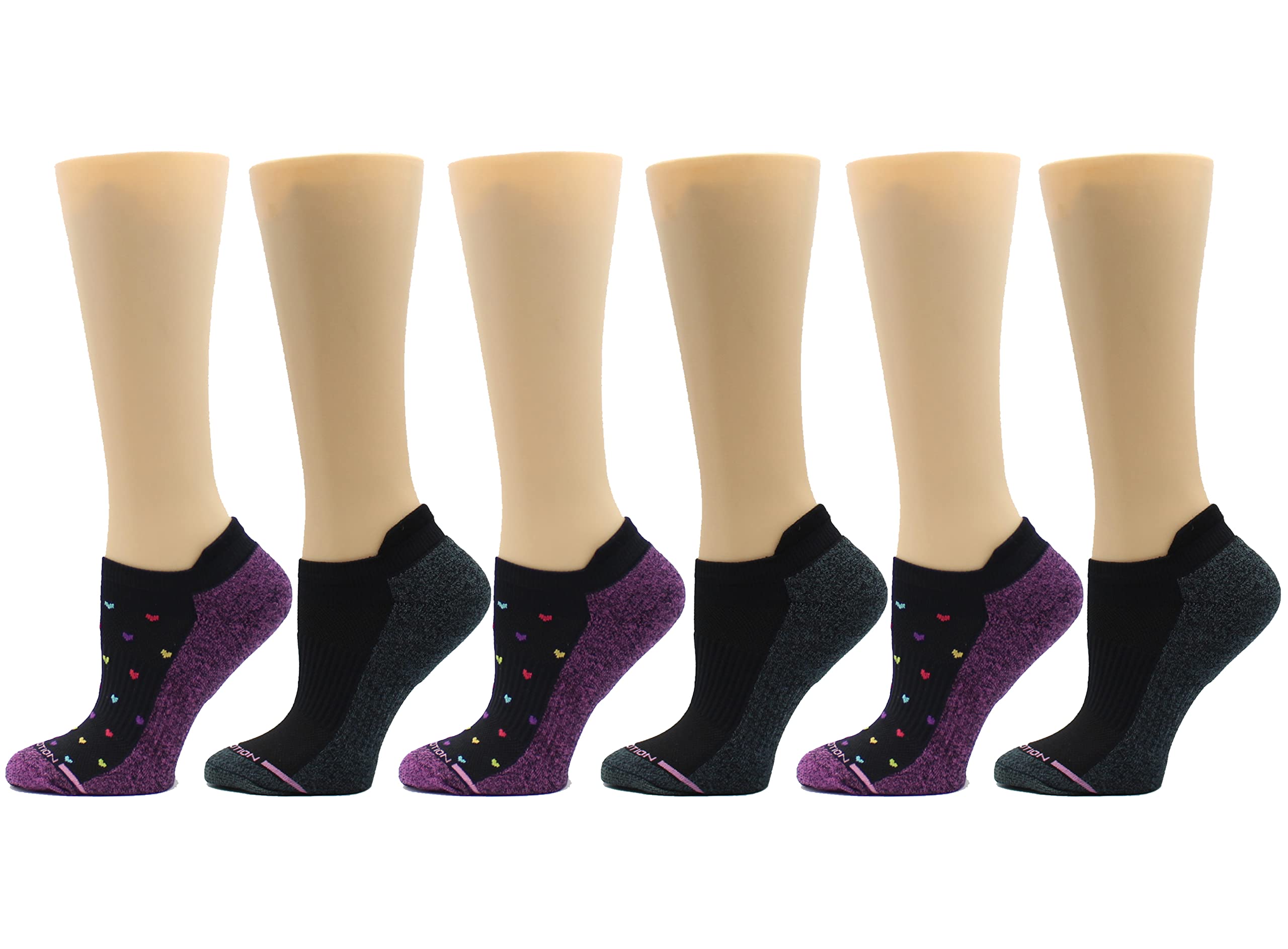 Dr. Motion Womens Ankle Socks 2 Pack, Low Cut Cushioned Compression Running Socks for Women, Arch Support, Seamless Toe
