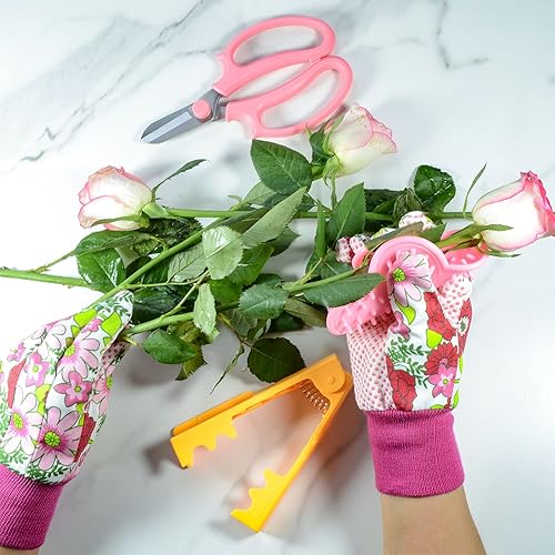 Miniatura 2 de 5 piezas de herramientas de espina de rosa con hojas de rosa con tijeras de podar de rosas y guantes de rosa de jardín rosa1