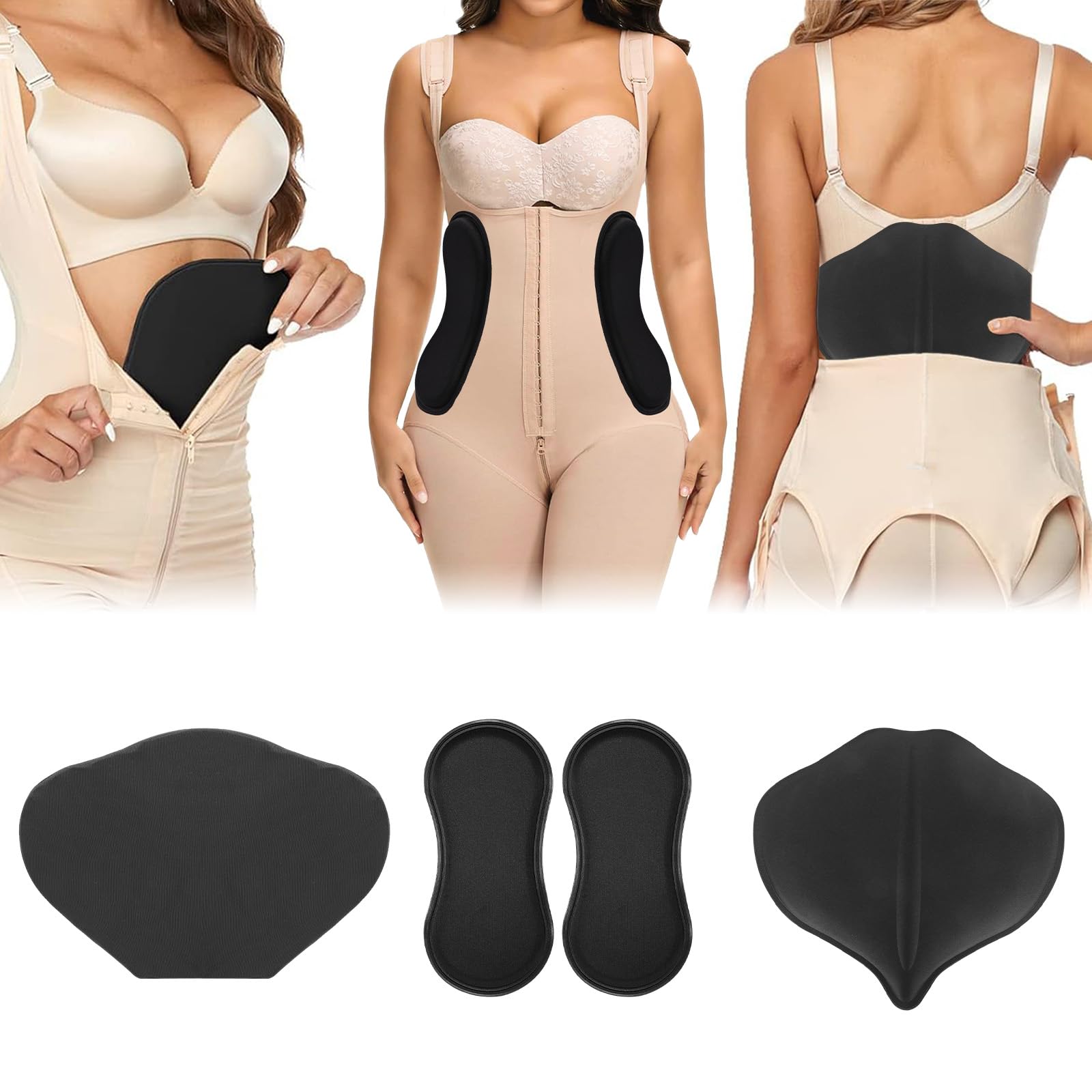 4uds Juego Tablas Compresión Abdominal, 360 Lateral Lipo Espuma Protectores Laterales con Almohadilla Compresión Abdominal Envoltura y Modelador Lumbar Espalda para Recuperación Post Cirugía