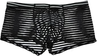 Mens Jailhouse Boxers See-through Striped Mesh Pouch Boxer Underwear Male Sheer Underpants