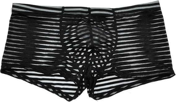 Men's Jailhouse Boxers See-through Striped Mesh Pouch Boxer Underwear Male Sheer Underpants