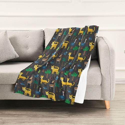 Miniatura 5 de Cute Animals Seamless Pattern Throw Blanket Flannel Comfy Spring Flannel Blanket 60"x90" for Couch Sofa Living Room Camping Adults Kids Sofa Throw