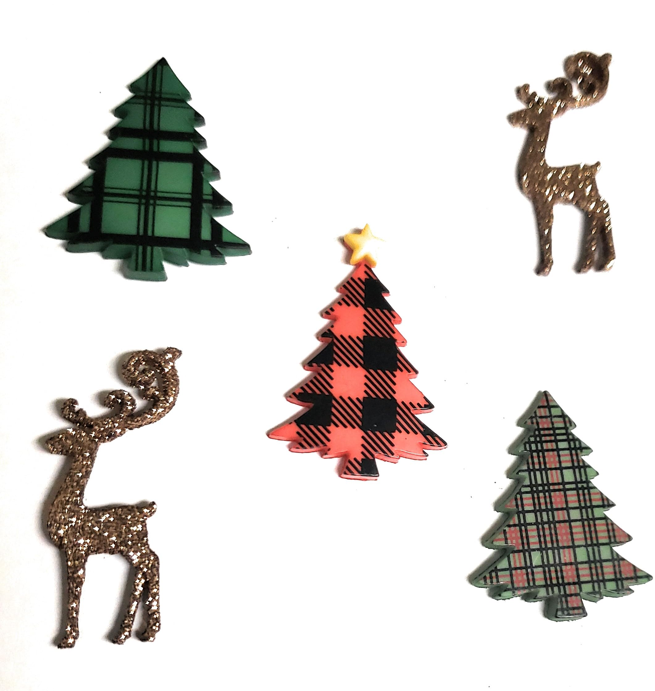 Amazon.com: The Holiday Collection by Dress it Up Buttons and  Embellishments  5 Pieces - Christmas Cabin Reindeer