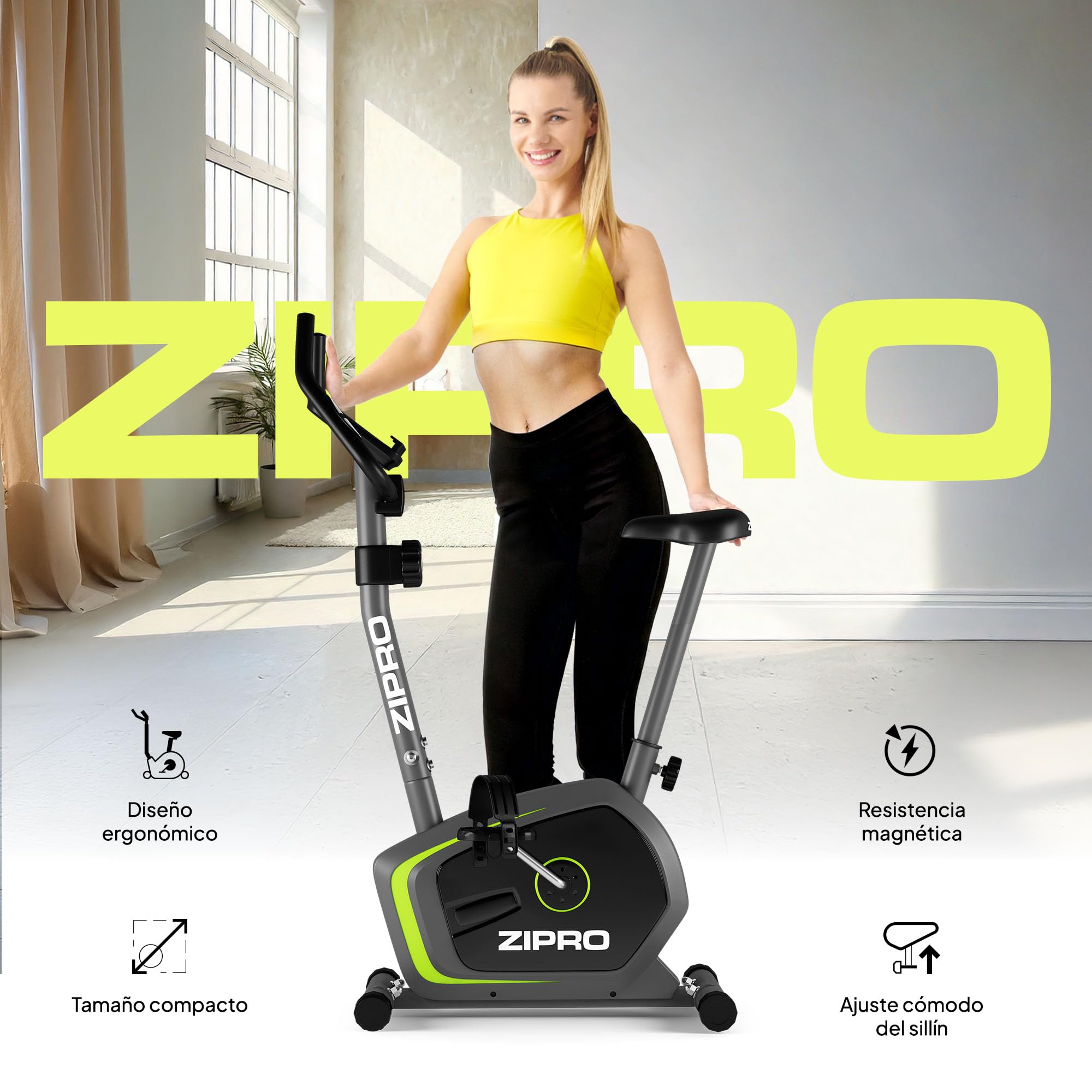 Zipro Bicicleta de entrenamiento en casa Drift, Bicicletas estáticas, magnética, Bicicleta ergométrica 120kg, de interior